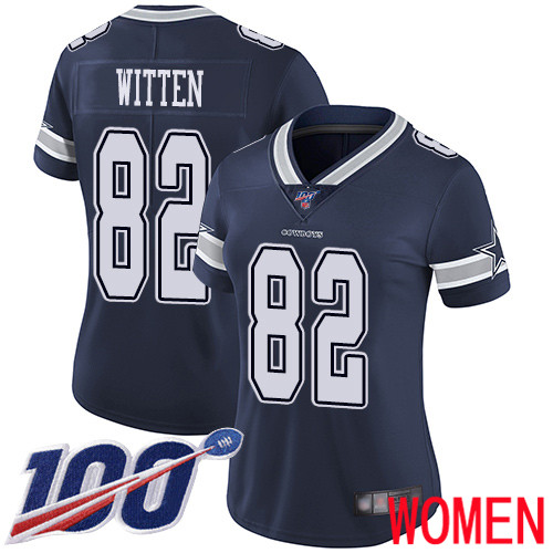 Women Dallas Cowboys Limited Navy Blue Jason Witten Home 82 100th Season Vapor Untouchable NFL Jersey